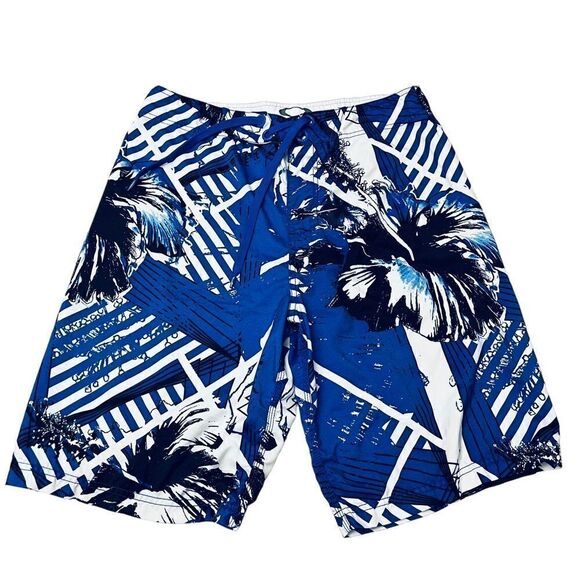 Oakley Blue Flora Abstract Geometric Print Men’s Board Short Sz 33 - Picture 1 of 10